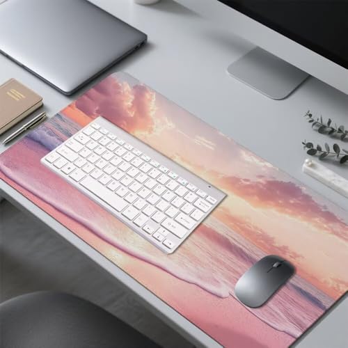 Sonnenuntergang Mauspad 900x500x3mm, Mousepad Gaming Mauspad rosa Mousepad XXL, Mouse Pad mit Vernähten Kanten und rutschfeste Gummibasis, Schreibtisch Zubehör, für Gaming Tastatur und Maus, f-258 Bild 4