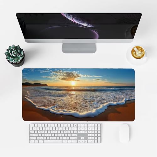 Sonnenuntergang Mauspad 900x500x3mm, Mousepad Gaming Mauspad blau Mousepad XXL, Mouse Pad mit Vernähten Kanten und rutschfeste Gummibasis, Schreibtisch Zubehör, für Gaming Tastatur und Maus, f-264 Bild 2