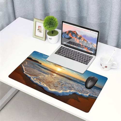 Sonnenuntergang Mauspad 900x500x3mm, Mousepad Gaming Mauspad blau Mousepad XXL, Mouse Pad mit Vernähten Kanten und rutschfeste Gummibasis, Schreibtisch Zubehör, für Gaming Tastatur und Maus, f-264 Bild 3