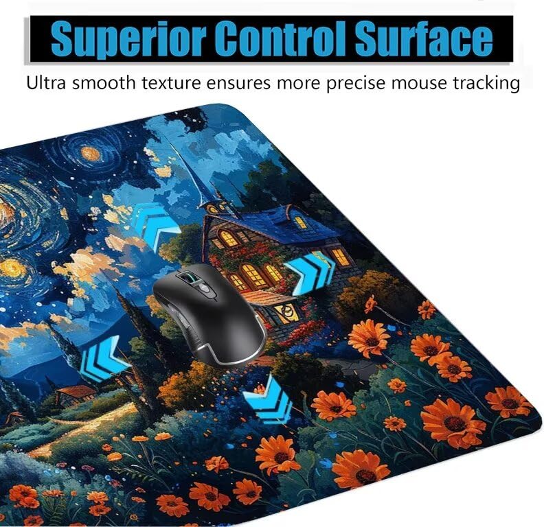 Schreibtischunterlage Blau Mauspad XXL 150x80cm Mousepad Sternenhimmel Gaming Mauspad mit Nicht rutschender Unterlage, Vernähte Kanten WassXerdicht Anti-Rutsch Maus Pad für PC, MacBook, Laptop F0-878 Bild 5