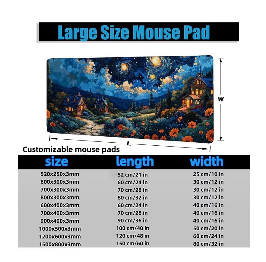 Schreibtischunterlage Blau Mauspad XXL 150x80cm Mousepad Sternenhimmel Gaming Mauspad mit Nicht rutschender Unterlage, Vernähte Kanten WassXerdicht Anti-Rutsch Maus Pad für PC, MacBook, Laptop F0-878 Bild 6