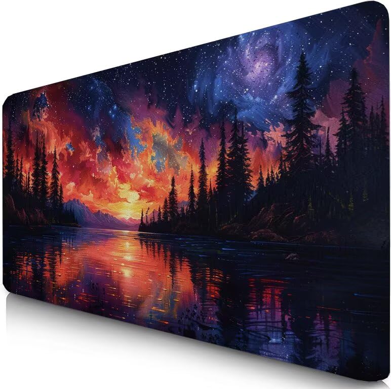 Schreibtischunterlage Schwarz Mauspad XXL 150x80cm Mousepad Baum Gaming Mauspad mit Nicht rutschender Unterlage, Vernähte Kanten WassXerdicht Anti-Rutsch Maus Pad für Laptop, Office Geschenke F0-881 Bild 1