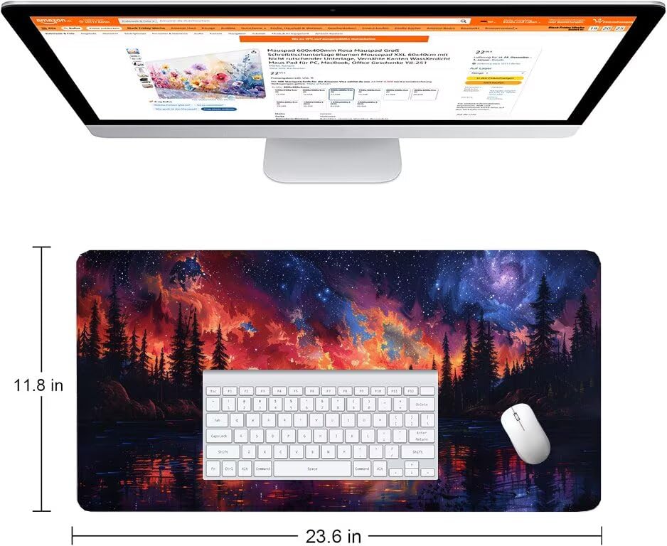 Schreibtischunterlage Schwarz Mauspad XXL 150x80cm Mousepad Baum Gaming Mauspad mit Nicht rutschender Unterlage, Vernähte Kanten WassXerdicht Anti-Rutsch Maus Pad für Laptop, Office Geschenke F0-881 Bild 2