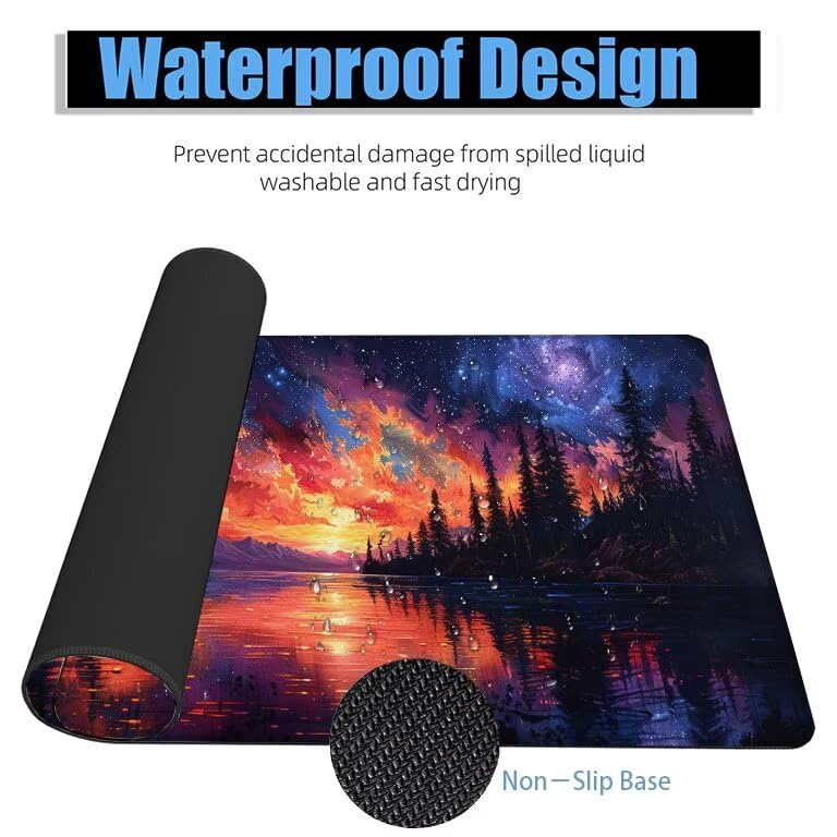 Schreibtischunterlage Schwarz Mauspad XXL 150x80cm Mousepad Baum Gaming Mauspad mit Nicht rutschender Unterlage, Vernähte Kanten WassXerdicht Anti-Rutsch Maus Pad für Laptop, Office Geschenke F0-881 Bild 4