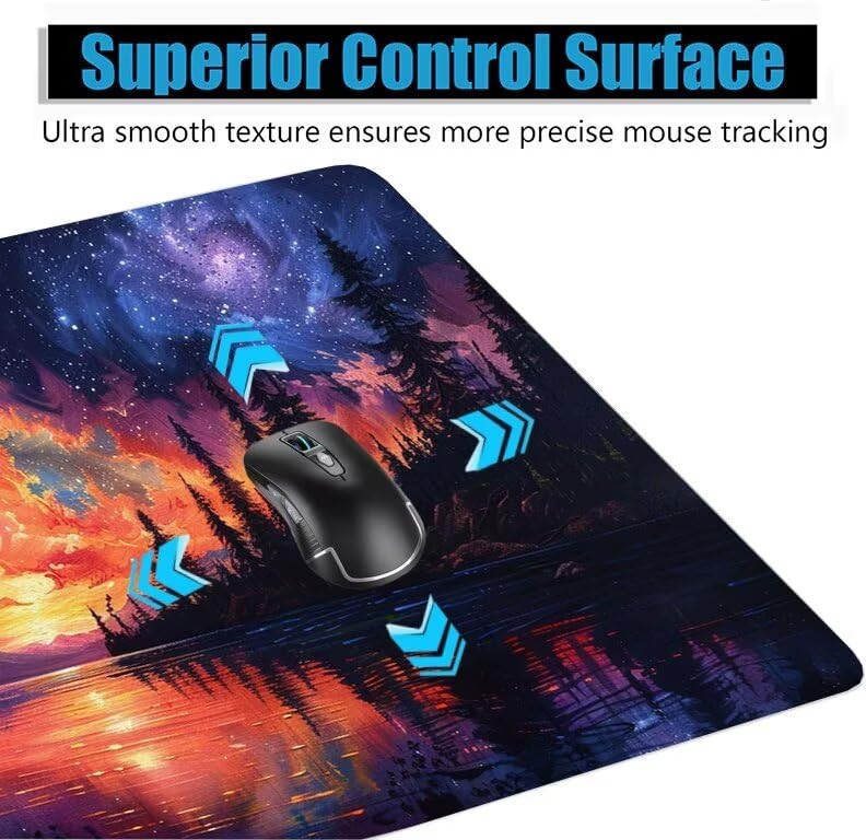 Schreibtischunterlage Schwarz Mauspad XXL 150x80cm Mousepad Baum Gaming Mauspad mit Nicht rutschender Unterlage, Vernähte Kanten WassXerdicht Anti-Rutsch Maus Pad für Laptop, Office Geschenke F0-881 Bild 5