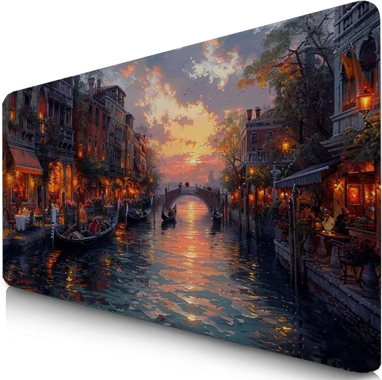 Schreibtischunterlage Retro Mauspad XXL 150x80cm Mousepad Stadt Gaming Mauspad mit Nicht rutschender Unterlage, Vernähte Kanten WassXerdicht Anti-Rutsch Maus Pad für Laptop, Office Geschenke F0-872 Bild 1