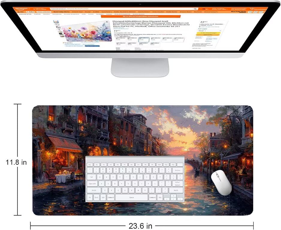 Schreibtischunterlage Retro Mauspad XXL 150x80cm Mousepad Stadt Gaming Mauspad mit Nicht rutschender Unterlage, Vernähte Kanten WassXerdicht Anti-Rutsch Maus Pad für Laptop, Office Geschenke F0-872 Bild 2