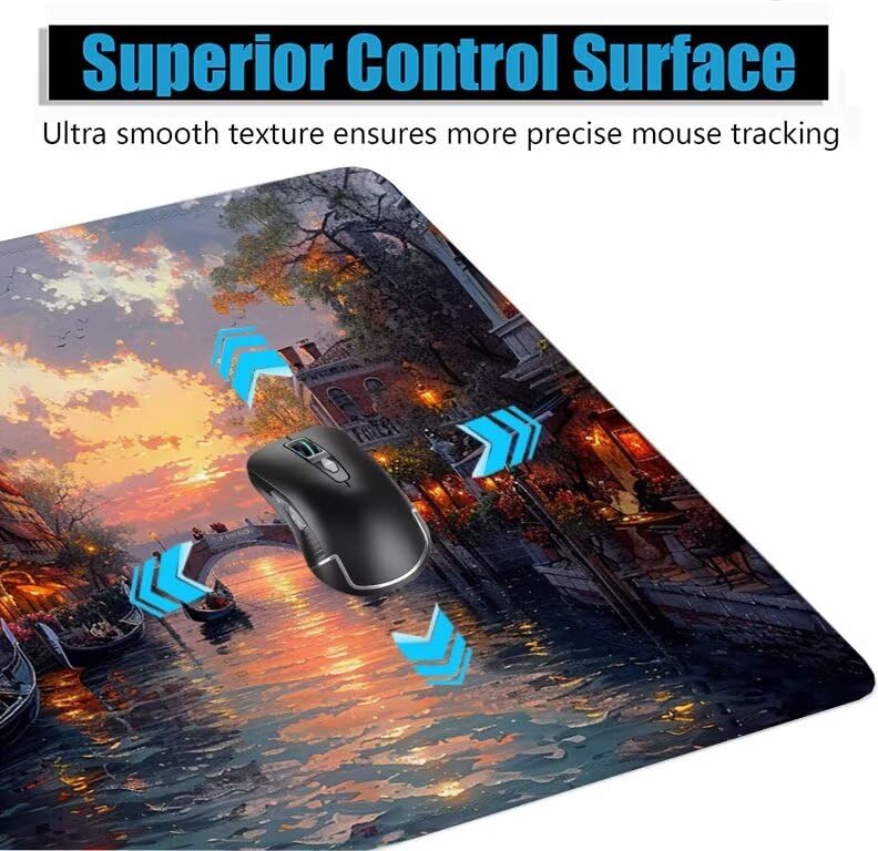 Schreibtischunterlage Retro Mauspad XXL 150x80cm Mousepad Stadt Gaming Mauspad mit Nicht rutschender Unterlage, Vernähte Kanten WassXerdicht Anti-Rutsch Maus Pad für Laptop, Office Geschenke F0-872 Bild 5