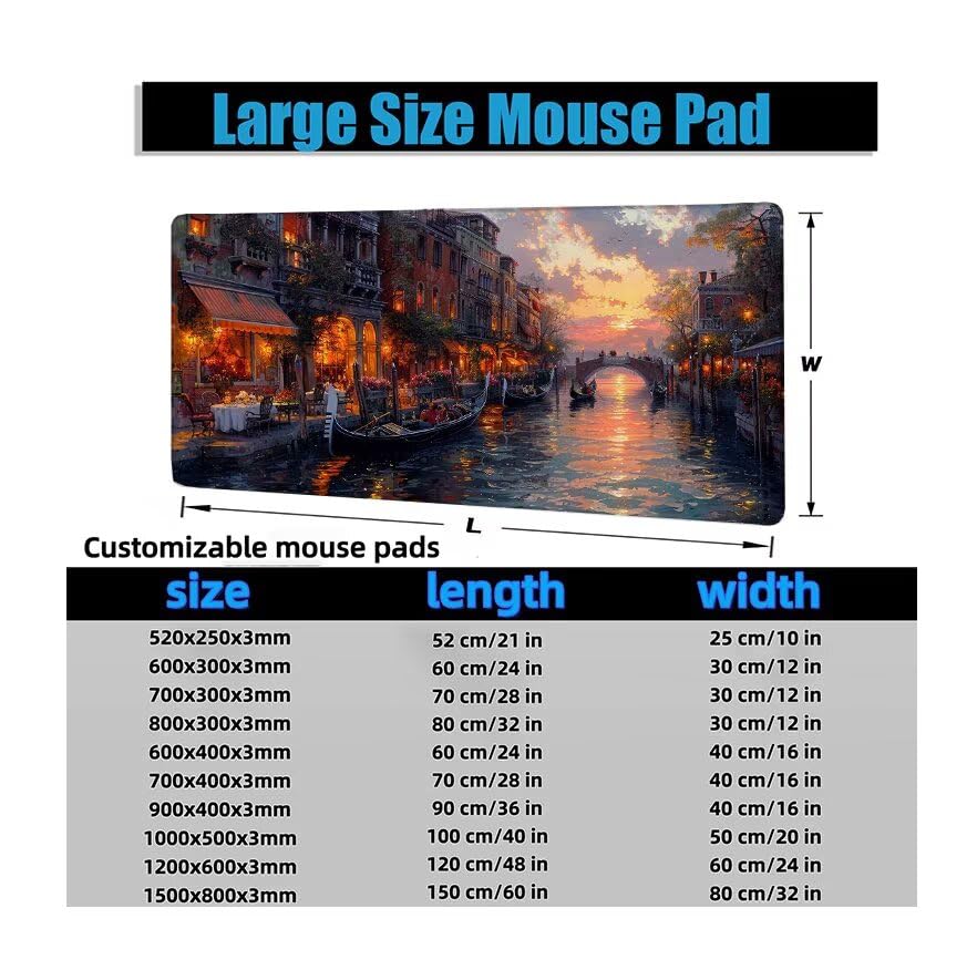 Schreibtischunterlage Retro Mauspad XXL 150x80cm Mousepad Stadt Gaming Mauspad mit Nicht rutschender Unterlage, Vernähte Kanten WassXerdicht Anti-Rutsch Maus Pad für Laptop, Office Geschenke F0-872 Bild 6