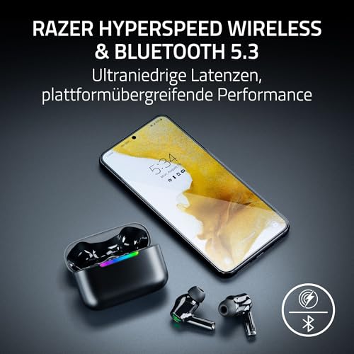 Razer Hammerhead V3 X HyperSpeed - Kabellose Multi-Plattform-Gaming-Ohrhörer - HyperSpeed Wireless & Bluetooth - 40 Stunden Akkulaufzeit - Wasserabweisend IPX4 - THX Spatial Audio | Schwarz Bild 2