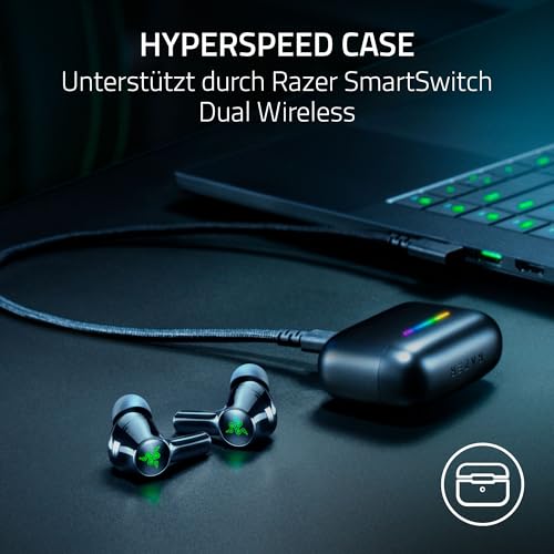 Razer Hammerhead V3 X HyperSpeed - Kabellose Multi-Plattform-Gaming-Ohrhörer - HyperSpeed Wireless & Bluetooth - 40 Stunden Akkulaufzeit - Wasserabweisend IPX4 - THX Spatial Audio | Schwarz Bild 3