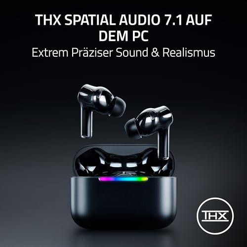 Razer Hammerhead V3 X HyperSpeed - Kabellose Multi-Plattform-Gaming-Ohrhörer - HyperSpeed Wireless & Bluetooth - 40 Stunden Akkulaufzeit - Wasserabweisend IPX4 - THX Spatial Audio | Schwarz Bild 6