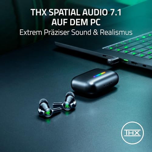 Razer Hammerhead V3 HyperSpeed - Kabellose Multiplattform Gaming-Ohrhörer - ANC Aktive Geräuschunterdrückung - HyperSpeed Wireless & Bluetooth - 40 Std Akku - Wasserabweisend IPX4 | Schwarz Bild 6