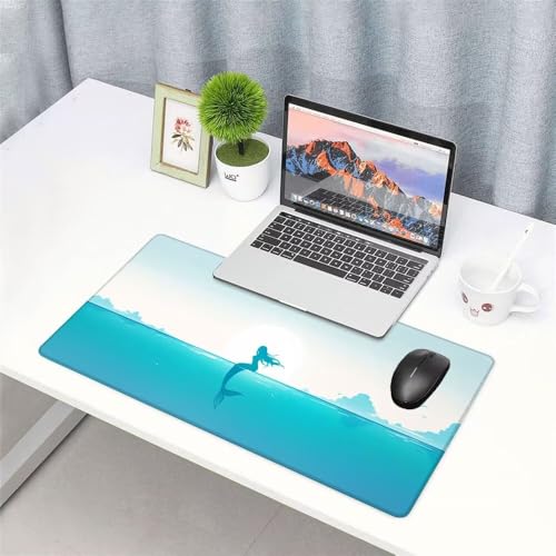 Meerjungfrau Mauspad 900x500x3mm, Mousepad Gaming Mauspad blau Mousepad XXL, Mouse Pad mit Vernähten Kanten und rutschfeste Gummibasis, Schreibtisch Zubehör, für Gaming Tastatur und Maus, f-312 Bild 3