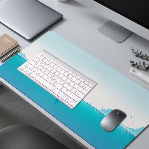 Meerjungfrau Mauspad 900x500x3mm, Mousepad Gaming Mauspad blau Mousepad XXL, Mouse Pad mit Vernähten Kanten und rutschfeste Gummibasis, Schreibtisch Zubehör, für Gaming Tastatur und Maus, f-312 Bild 4