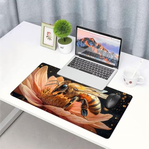 Biene Mauspad 1000x500x3mm, Mousepad Gaming Mauspad Blume Mousepad XXL, Mouse Pad mit Vernähten Kanten und rutschfeste Gummibasis, Schreibtisch Zubehör, Maus Pad für Gaming Tastatur und Maus, f-320 Bild 3