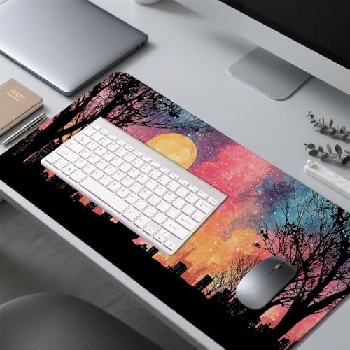 Katze Mauspad 900x500x3mm, Mousepad Gaming Mauspad Farbe Mousepad XXL, Mouse Pad mit Vernähten Kanten und rutschfeste Gummibasis, Schreibtisch Zubehör, Maus Pad für Gaming Tastatur und Maus, f-296 Bild 4