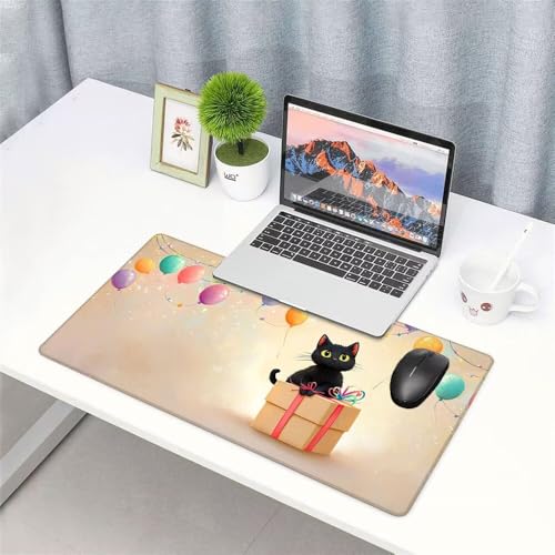 Katze Mauspad 1000x500x3mm, Mousepad Gaming Mauspad Ballon Mousepad XXL, Mouse Pad mit Vernähten Kanten und rutschfeste Gummibasis, Schreibtisch Zubehör, Maus Pad für Gaming Tastatur und Maus, f-304 Bild 3