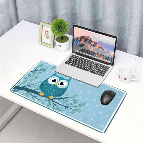 Eule Mauspad 1000x500x3mm, Mousepad Gaming Mauspad Cartoon Mousepad XXL, Mouse Pad mit Vernähten Kanten und rutschfeste Gummibasis, Schreibtisch Zubehör, Maus Pad für Gaming Tastatur und Maus, f-308 Bild 3