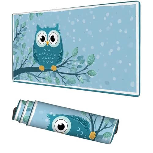Eule Mauspad 900x500x3mm, Mousepad Gaming Mauspad Cartoon Mousepad XXL, Mouse Pad mit Vernähten Kanten und rutschfeste Gummibasis, Schreibtisch Zubehör, Maus Pad für Gaming Tastatur und Maus, f-308 Bild 1