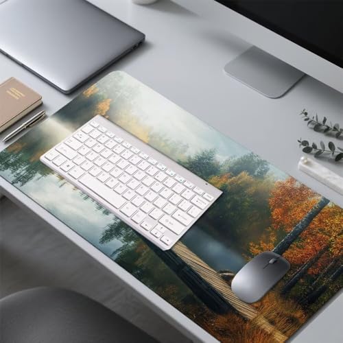 Hafen Mauspad 1000x500x3mm, Mousepad Gaming Mauspad Herbst Mousepad XXL, Mouse Pad mit Vernähten Kanten und rutschfeste Gummibasis, Schreibtisch Zubehör, Maus Pad für Gaming Tastatur und Maus, f-290 Bild 4