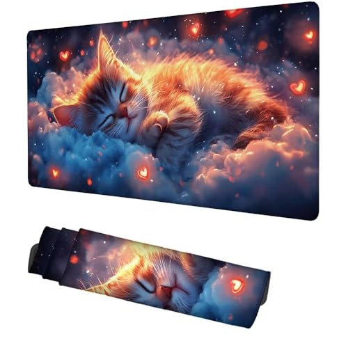 Fantasie Mauspad 900x500x3mm, Mousepad Gaming Mauspad Tier Mousepad XXL, Mouse Pad mit Vernähten Kanten und rutschfeste Gummibasis, Schreibtisch Zubehör, Maus Pad für Gaming Tastatur und Maus, f-314 Bild 1