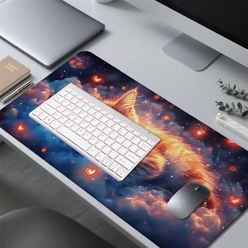 Fantasie Mauspad 900x500x3mm, Mousepad Gaming Mauspad Tier Mousepad XXL, Mouse Pad mit Vernähten Kanten und rutschfeste Gummibasis, Schreibtisch Zubehör, Maus Pad für Gaming Tastatur und Maus, f-314 Bild 4