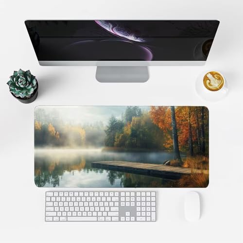 Hafen Mauspad 900x500x3mm, Mousepad Gaming Mauspad Herbst Mousepad XXL, Mouse Pad mit Vernähten Kanten und rutschfeste Gummibasis, Schreibtisch Zubehör, Maus Pad für Gaming Tastatur und Maus, f-290 Bild 2