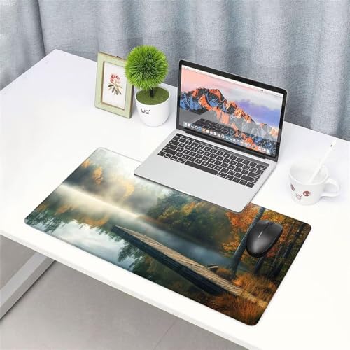 Hafen Mauspad 900x500x3mm, Mousepad Gaming Mauspad Herbst Mousepad XXL, Mouse Pad mit Vernähten Kanten und rutschfeste Gummibasis, Schreibtisch Zubehör, Maus Pad für Gaming Tastatur und Maus, f-290 Bild 3