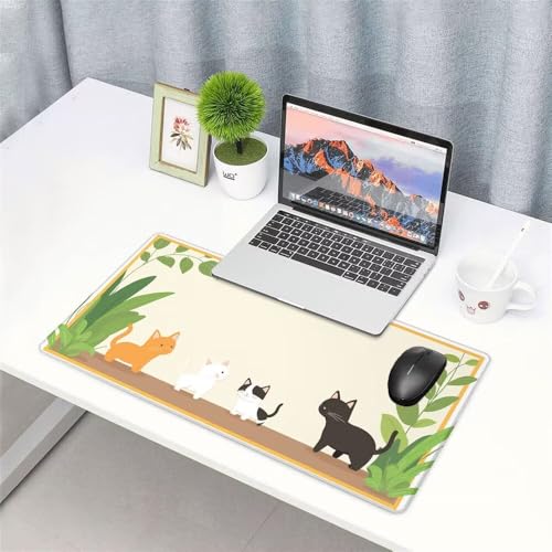 Katze Mauspad 1000x500x3mm, Mousepad Gaming Mauspad Cartoon Mousepad XXL, Mouse Pad mit Vernähten Kanten und rutschfeste Gummibasis, Schreibtisch Zubehör, Maus Pad für Gaming Tastatur und Maus, f-302 Bild 3