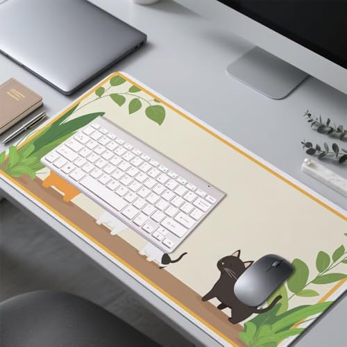 Katze Mauspad 1000x500x3mm, Mousepad Gaming Mauspad Cartoon Mousepad XXL, Mouse Pad mit Vernähten Kanten und rutschfeste Gummibasis, Schreibtisch Zubehör, Maus Pad für Gaming Tastatur und Maus, f-302 Bild 4