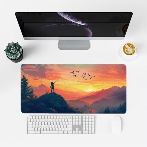 Vogel Mauspad 900x500x3mm, Mousepad Gaming Mauspad Sonnenuntergang Mousepad XXL, Mouse Pad mit Vernähten Kanten und rutschfeste Gummibasis, Schreibtisch Zubehör, für Gaming Tastatur und Maus, f-324 Bild 2