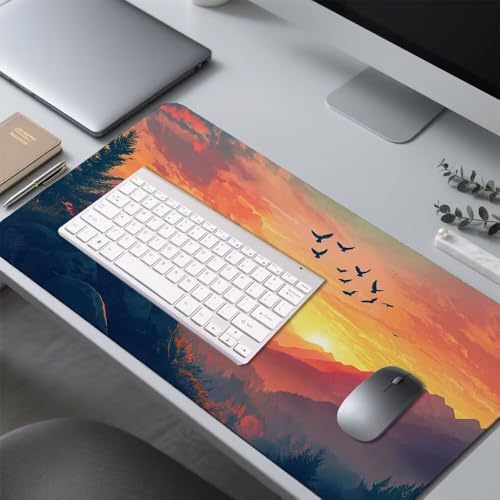 Vogel Mauspad 900x500x3mm, Mousepad Gaming Mauspad Sonnenuntergang Mousepad XXL, Mouse Pad mit Vernähten Kanten und rutschfeste Gummibasis, Schreibtisch Zubehör, für Gaming Tastatur und Maus, f-324 Bild 4