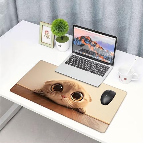 Katze Mauspad 1000x500x3mm, Mousepad Gaming Mauspad Tiere (2) Mousepad XXL, Mouse Pad mit Vernähten Kanten und rutschfeste Gummibasis, Schreibtisch Zubehör, für Gaming Tastatur und Maus, f-298 Bild 3