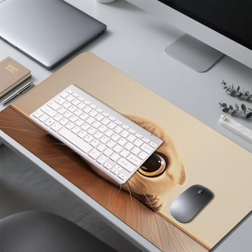 Katze Mauspad 1000x500x3mm, Mousepad Gaming Mauspad Tiere (2) Mousepad XXL, Mouse Pad mit Vernähten Kanten und rutschfeste Gummibasis, Schreibtisch Zubehör, für Gaming Tastatur und Maus, f-298 Bild 4