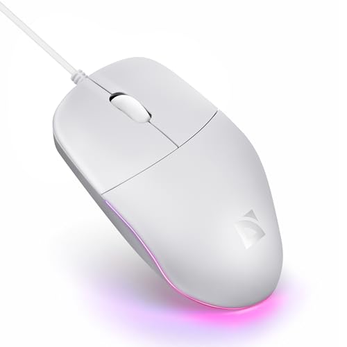 Defender Azora MB-241 Kabelgebundene Maus, 1200 DPI Optische USB Maus mit Regenbogen LED Beleuchtung, Symmetrische Full-Size Büro Maus für PC Laptop, Plug & Play (Weiß) Bild 1