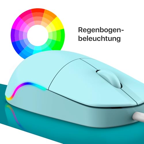 Defender Azora MB-241 Kabelgebundene Maus, 1200 DPI Optische USB Maus mit Regenbogen LED Beleuchtung, Symmetrische Full-Size Büro Maus für PC Laptop, Plug & Play (Blau) Bild 3