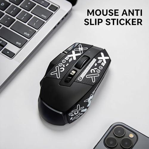 Gaming Maus Grip Tape für G502 X kompatibel mit Logitech G502 X Kabelgebunden und Wireless, Anti Rutsch Maus Grip Aufkleber Schweißfest Selbstklebend Schwarz Print Halbabdeckung Bild 2