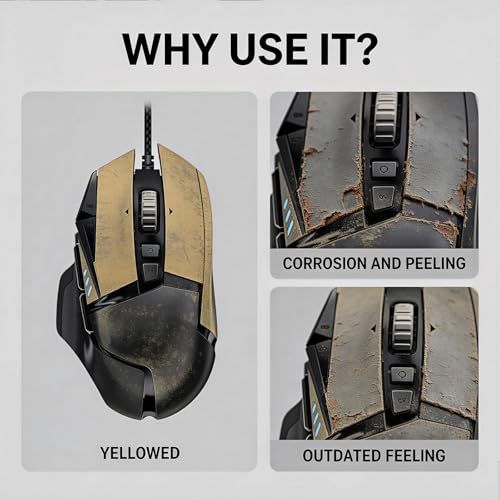 Gaming Maus Grip Tape für G502 X kompatibel mit Logitech G502 X Kabelgebunden und Wireless, Anti Rutsch Maus Grip Aufkleber Schweißfest Selbstklebend Schwarz Print Halbabdeckung Bild 3