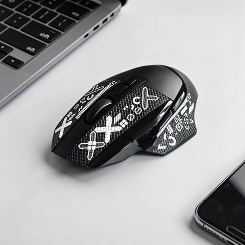 Gaming Maus Grip Tape für G502 X kompatibel mit Logitech G502 X Kabelgebunden und Wireless, Anti Rutsch Maus Grip Aufkleber Schweißfest Selbstklebend Schwarz Print Halbabdeckung Bild 5