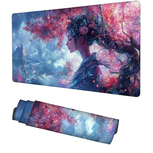 Mädchen Mauspad 1000x500x3mm, Mousepad Gaming Mauspad Abstraktion Mousepad XXL, Mouse Pad mit Vernähten Kanten und rutschfeste Gummibasis, Schreibtisch Zubehör, für Gaming Tastatur und Maus, f-326 Bild 1