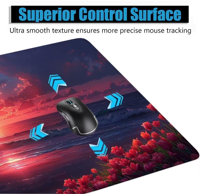 Schreibtischunterlage Rosa Mauspad XXL 150x80cm Mousepad Sonnenuntergang Gaming Mauspad mit Nicht rutschender Unterlage, Vernähte Kanten WassXerdicht Anti-Rutsch Maus Pad für MacBook, Office F0-908 Bild 5
