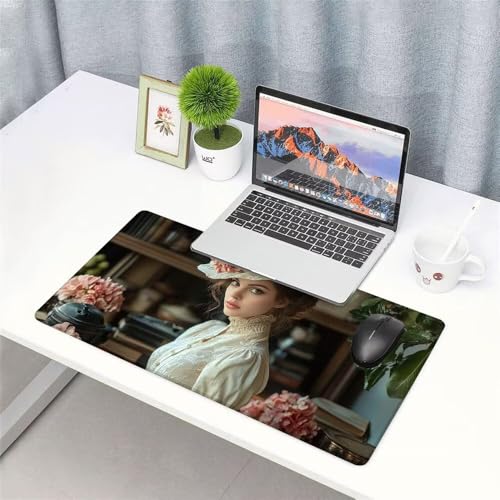 Frau Mauspad 1000x500x3mm, Mousepad Gaming Mauspad Blume Mousepad XXL, Mouse Pad mit Vernähten Kanten und rutschfeste Gummibasis, Schreibtisch Zubehör, Maus Pad für Gaming Tastatur und Maus, f-334 Bild 3
