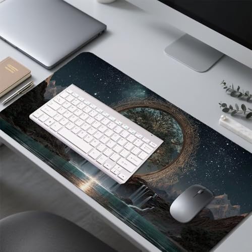 Wasserfall Mauspad 1000x500x3mm, Mousepad Gaming Mauspad Baum Mousepad XXL, Mouse Pad mit Vernähten Kanten und rutschfeste Gummibasis, Schreibtisch Zubehör, für Gaming Tastatur und Maus, f-344 Bild 4