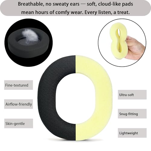 defean Ersatz Ohrpolster kompatibel mit SteelSeries Arctis 7/7+/7P/7P+/7X/7X+/9/9X/Pro/Prime Gaming Headset, Atmungsaktive Memory Foam Ear Pads (Ohrmassen + Kopfband) Bild 4
