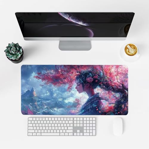 Mädchen Mauspad 900x500x3mm, Mousepad Gaming Mauspad Abstraktion Mousepad XXL, Mouse Pad mit Vernähten Kanten und rutschfeste Gummibasis, Schreibtisch Zubehör, für Gaming Tastatur und Maus, f-326 Bild 2