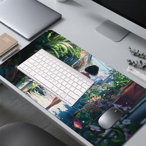 Mädchen Mauspad 900x500x3mm, Mousepad Gaming Mauspad Straße Mousepad XXL, Mouse Pad mit Vernähten Kanten und rutschfeste Gummibasis, Schreibtisch Zubehör, Maus Pad für Gaming Tastatur und Maus, f-330 Bild 4