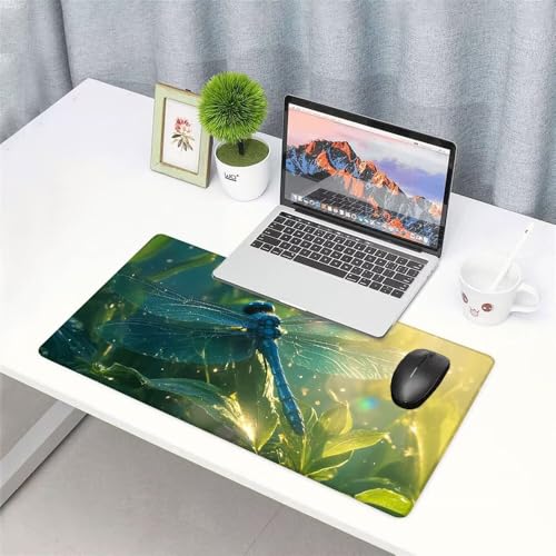 Dragonfly Mauspad 1000x500x3mm, Mousepad Gaming Mauspad Grün (1) Mousepad XXL, Mouse Pad mit Vernähten Kanten und rutschfeste Gummibasis, Schreibtisch Zubehör, für Gaming Tastatur und Maus, f-358 Bild 3