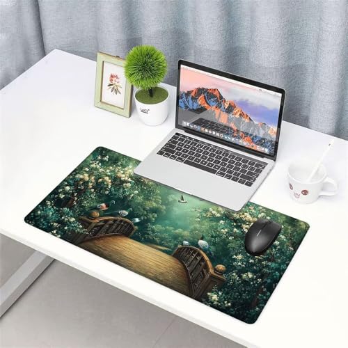 Brücke Mauspad 1000x500x3mm, Mousepad Gaming Mauspad Grün Mousepad XXL, Mouse Pad mit Vernähten Kanten und rutschfeste Gummibasis, Schreibtisch Zubehör, Maus Pad für Gaming Tastatur und Maus, f-352 Bild 3