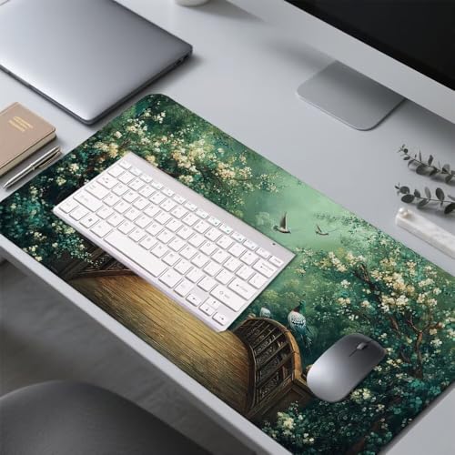 Brücke Mauspad 1000x500x3mm, Mousepad Gaming Mauspad Grün Mousepad XXL, Mouse Pad mit Vernähten Kanten und rutschfeste Gummibasis, Schreibtisch Zubehör, Maus Pad für Gaming Tastatur und Maus, f-352 Bild 4